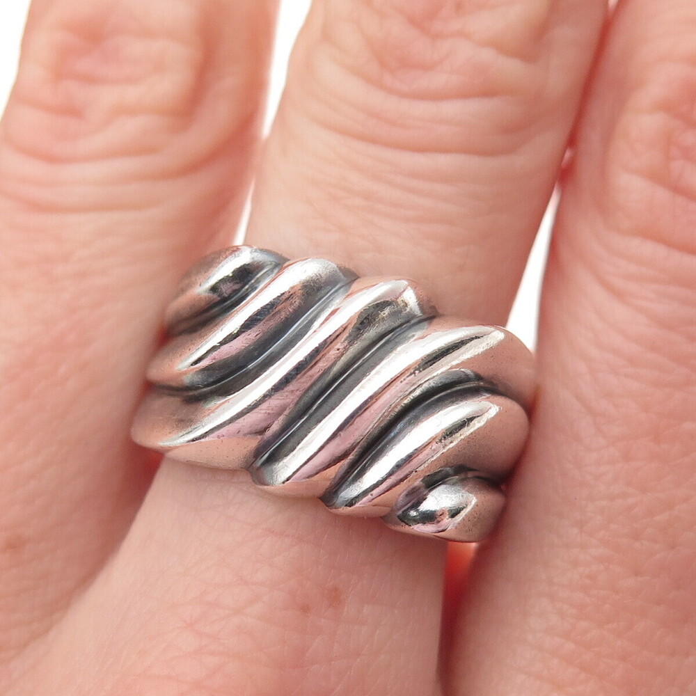 CHAPAL ZENRAY 925 Sterling Silver Vintage Modernist Oxidized Ring Size 9